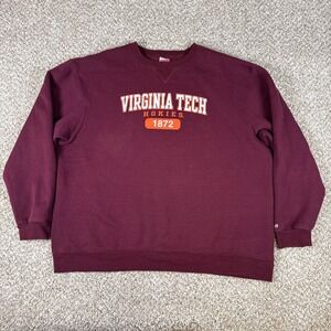 Soffe Sweatshirt Unisex 2XL Virginia Tech Hokies Maroon College Crewneck Vintage